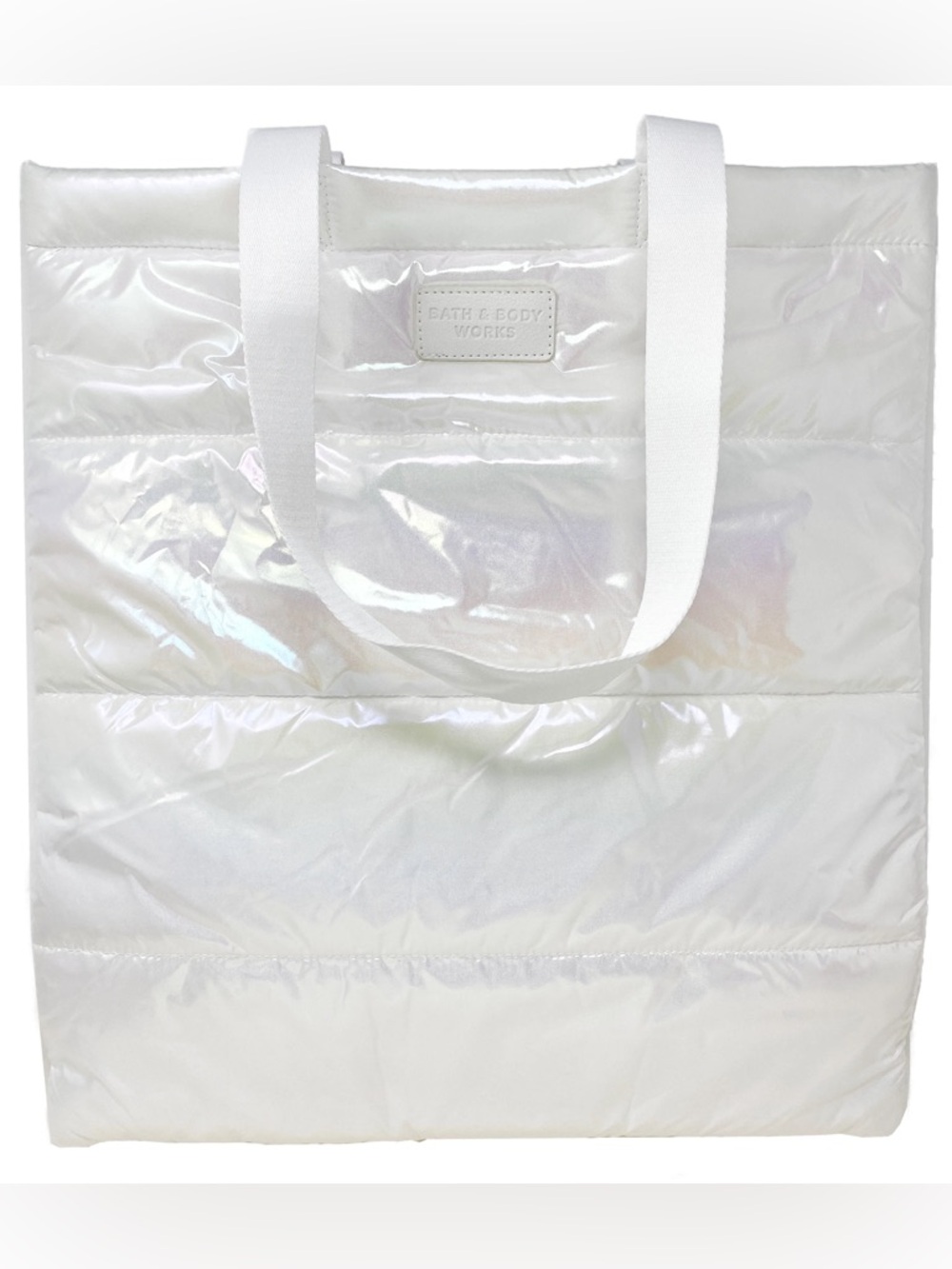 Bath & Body Works White Iridescent Tote Bag